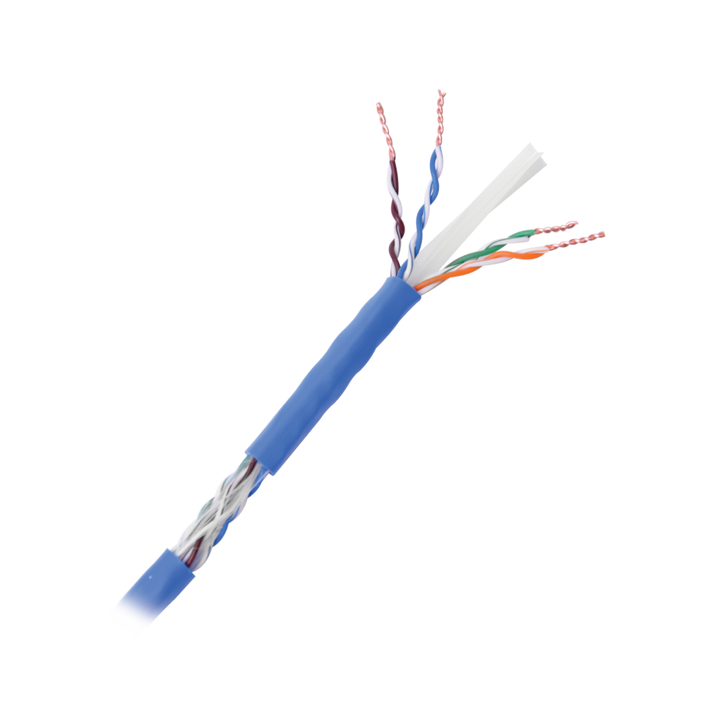 Bobina de Cable de 305 Metros (1000 Pies) Cat6+, CM, Calibre 23 Alto Rendimiento, ETL, UL, Color Azul, Super Flexible, para Aplicaciones de Video Vigilancia, Video HD, y Redes de Datos. Uso Interior.
