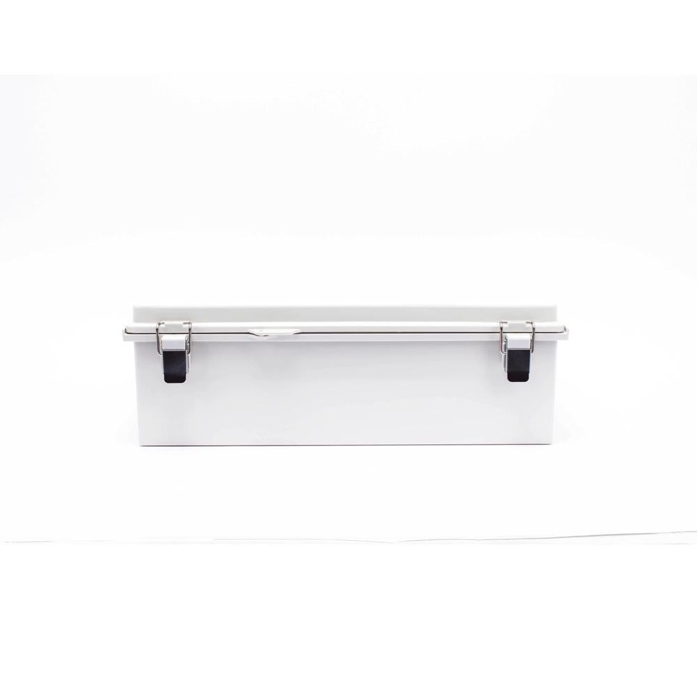 Gabinete de Plástico ABS, Uso en Intemperie IP66 (350 x 460 x 160 mm) Cierre por Broche Inoxidable y Permite Cerrado con Candado y Llave (Perno 5mm) No Incluido