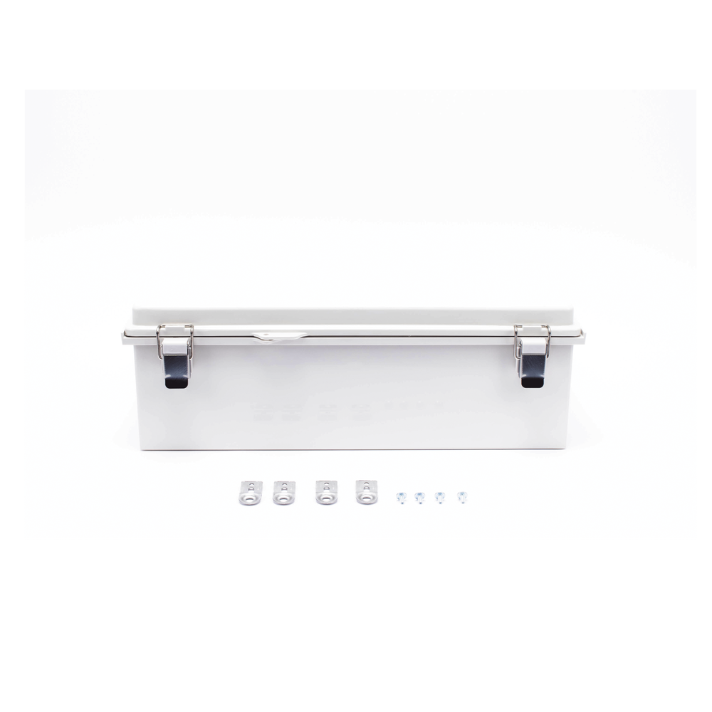 Gabinete de Plástico ABS, Uso en Intemperie IP66 (350 x 460 x 160 mm) Cierre por Broche Inoxidable y Permite Cerrado con Candado y Llave (Perno 5mm) No Incluido