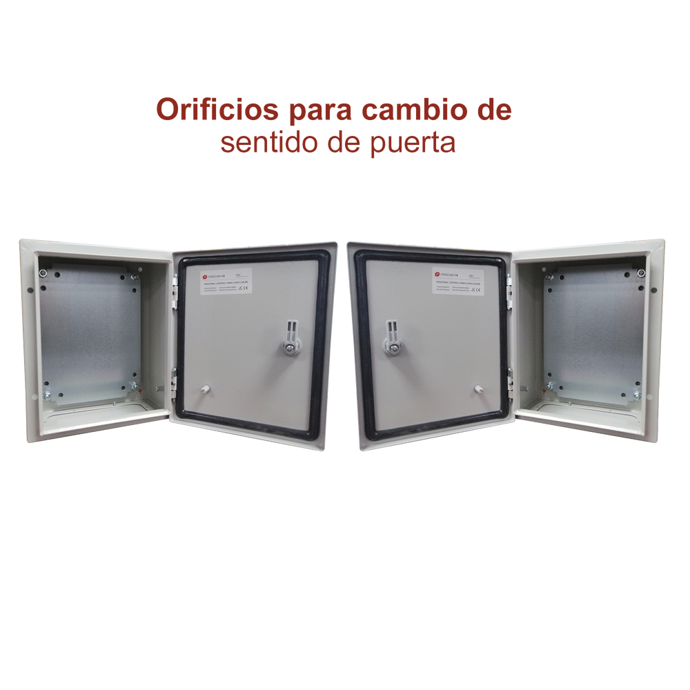 Gabinete de Acero IP66 Uso en Intemperie (400 x 400 x 200 mm) con Placa Trasera Interior de Metal y Compuerta Inferior Atornillable (Incluye Chapa y Llave T).