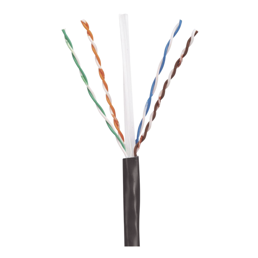 Bobina de Cable UTP de 4 Pares, PanNet, Para Exterior con Gel, Cat6 (23 AWG), Industrial para Climas Extremos, Color Negro, 305 Metros (1000 Pies)