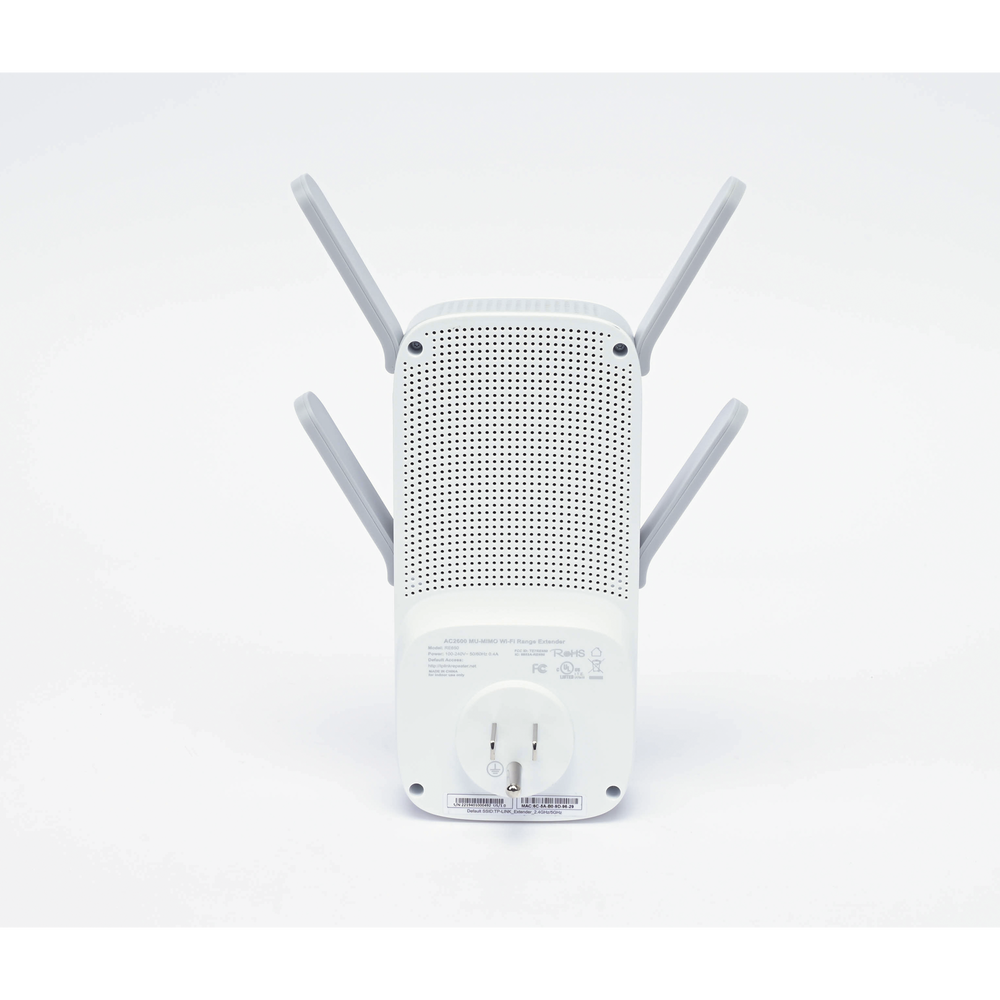 Repetidor / Extensor de Cobertura WiFi AC, 2600 Mbps, doble banda 2.4 GHz y 5 GHz, con 1 puerto 10/100/1000 Mbps, 4 antenas externas