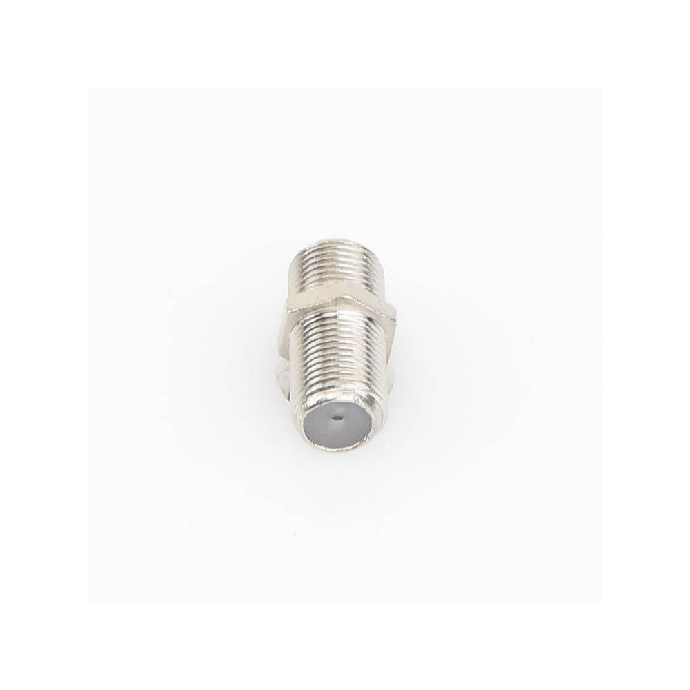 Adaptador Barril para 75 Ohm, de Conector F Hembra a F Hembra, Níquel/ Estaño/ Polietileno.