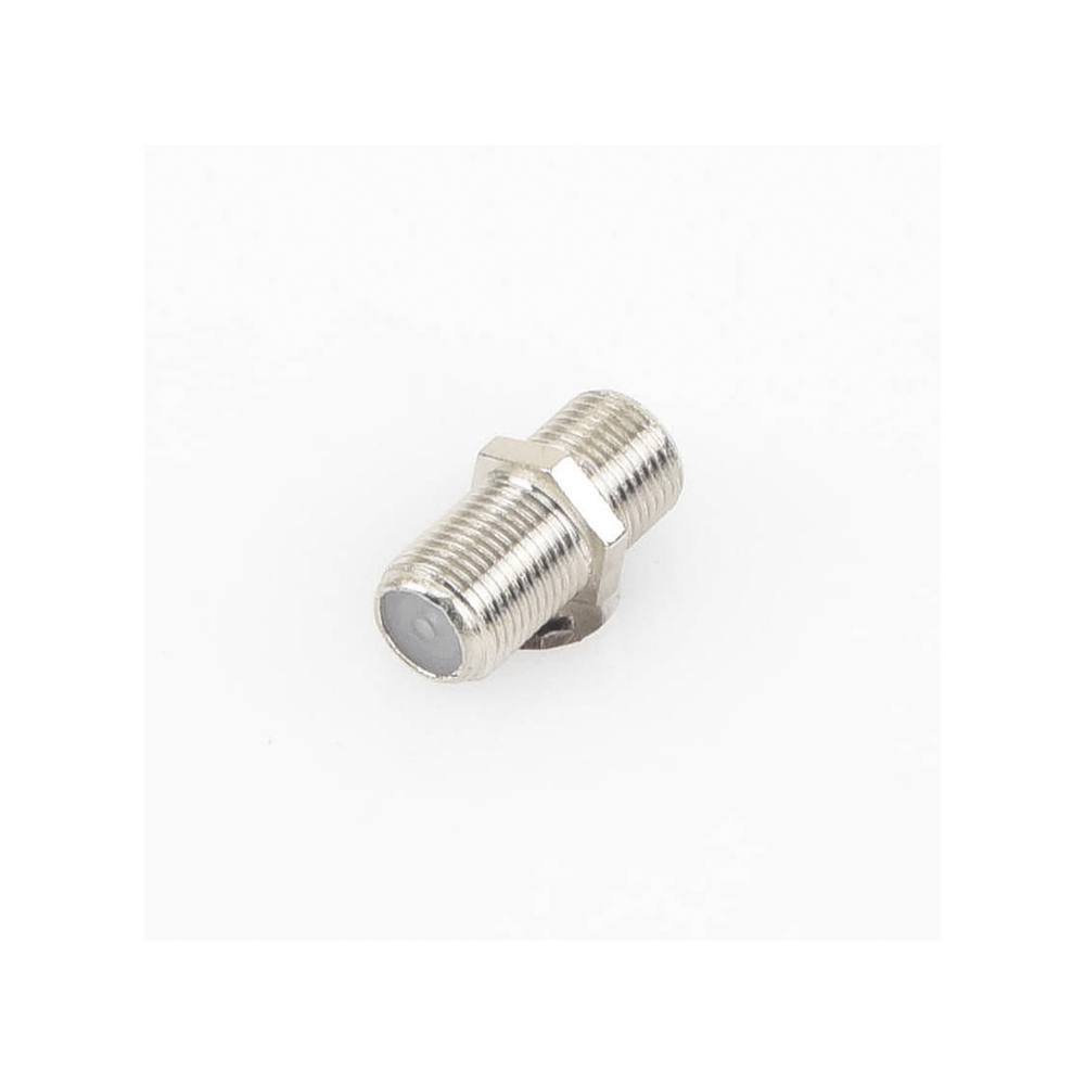 Adaptador Barril para 75 Ohm, de Conector F Hembra a F Hembra, Níquel/ Estaño/ Polietileno.