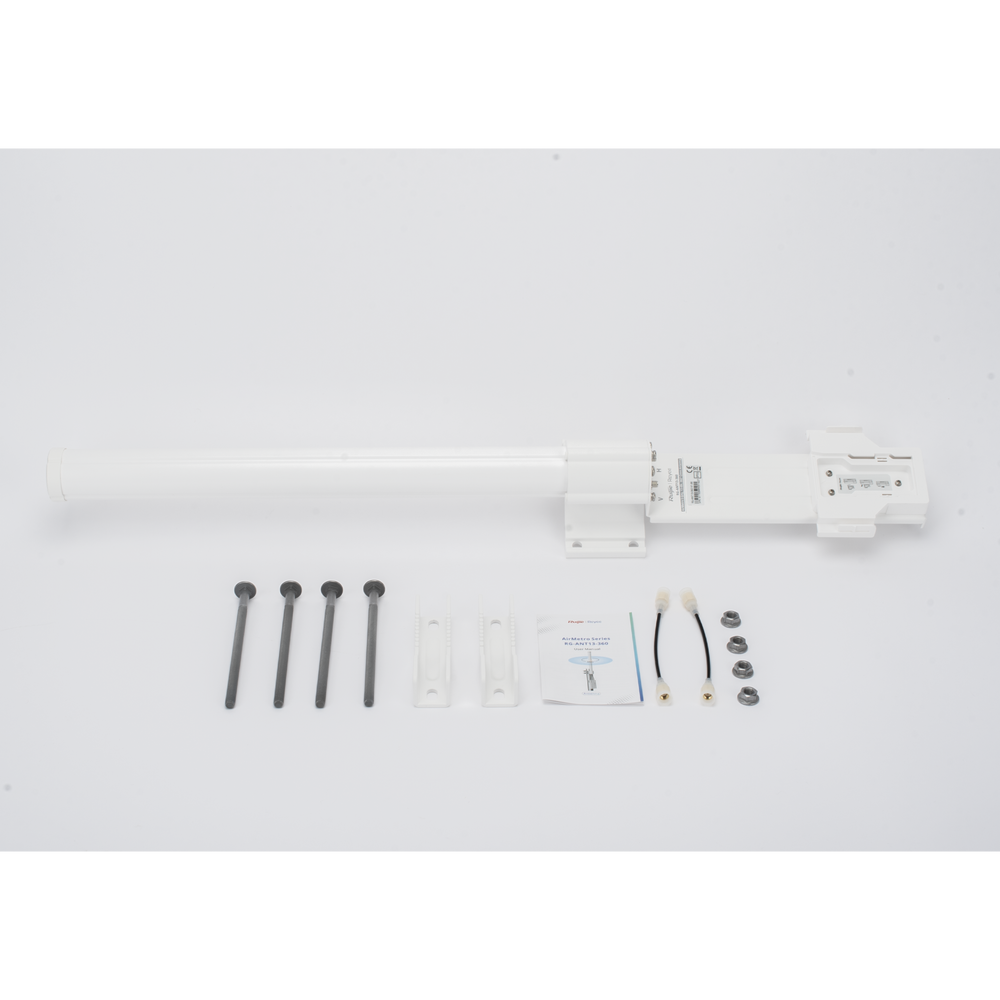 Antena Omnidireccional de 360° AirMetro con 13 dBi en Banda 5Ghz (5150-5850 Mhz) Slant 90° Compatibilidad Multi-Marca para enlaces Multipunto, Conectores SMA Hembra Inverso.