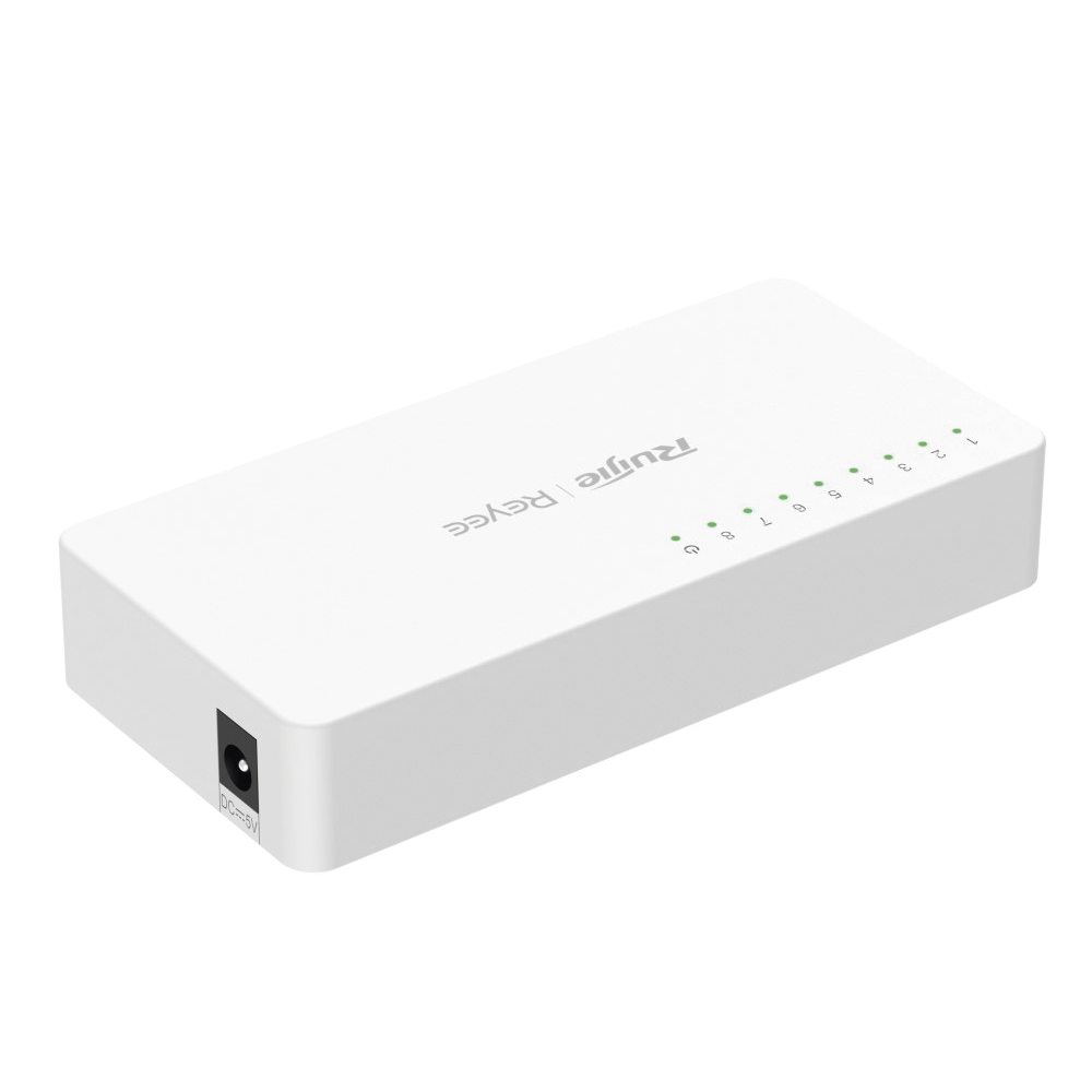 Switch no administrable, Visible en la Topología de la Nube, con 8 puertos 10/100 Mbps