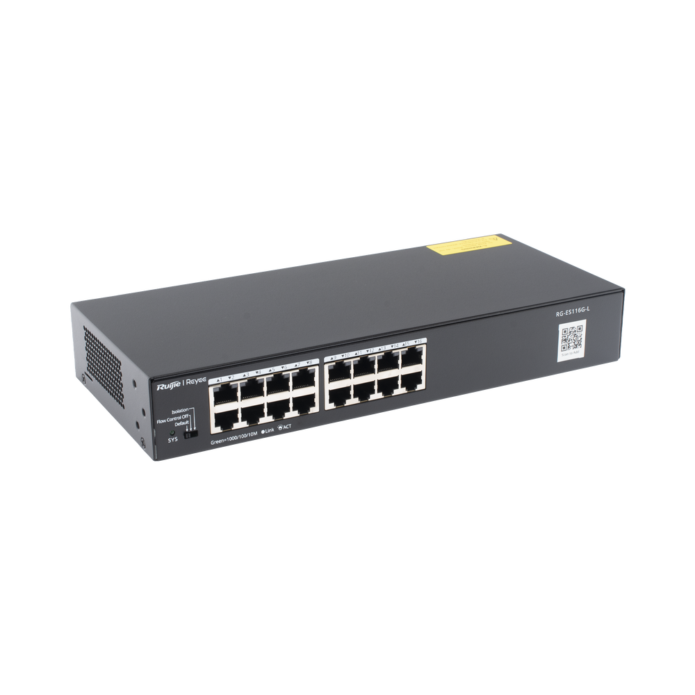 Switch no administrable, Visible en la Topología en la Nube, con 16 puertos Gigabit