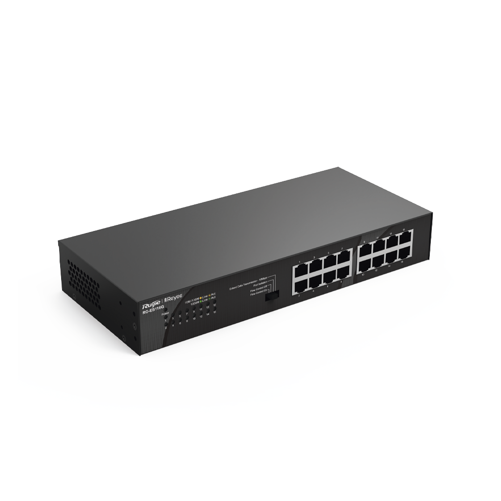 Switch no administrable, Visible en la Topología en la Nube, con 16 puertos Gigabit