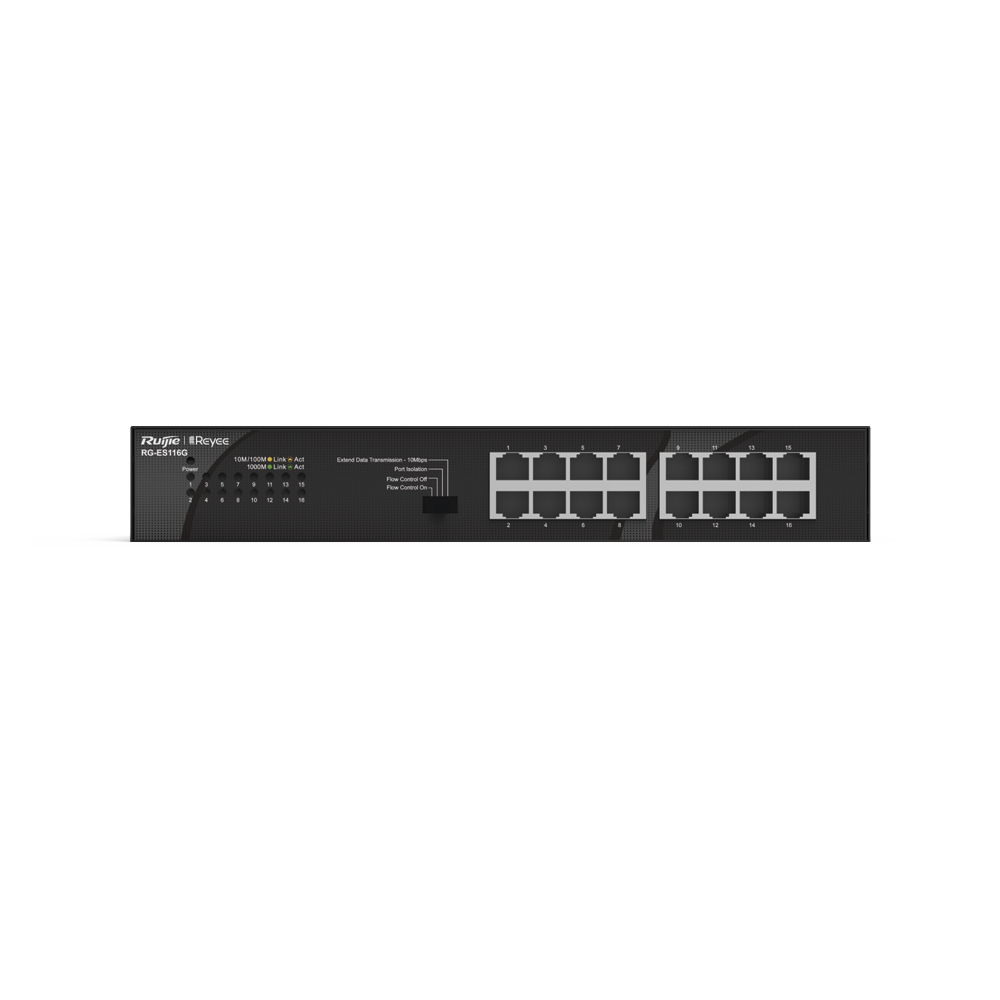 Switch no administrable, Visible en la Topología en la Nube, con 16 puertos Gigabit