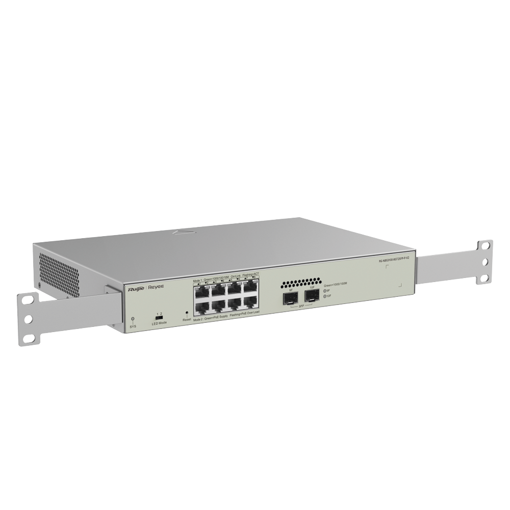 Switch Administrable PoE Capa 2 con 8 puertos Gigabit PoE 802.3af/at + 2 SFP para fibra 1Gb, gestión gratuita desde la nube, 125w