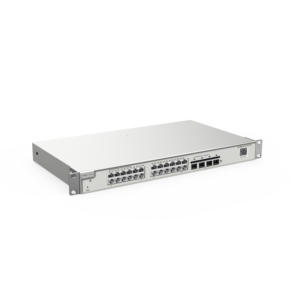 Switch Administrable Capa 3 con 24 puertos Gigabit + 4 SFP+ para fibra 10Gb, gestión gratuita desde la nube
