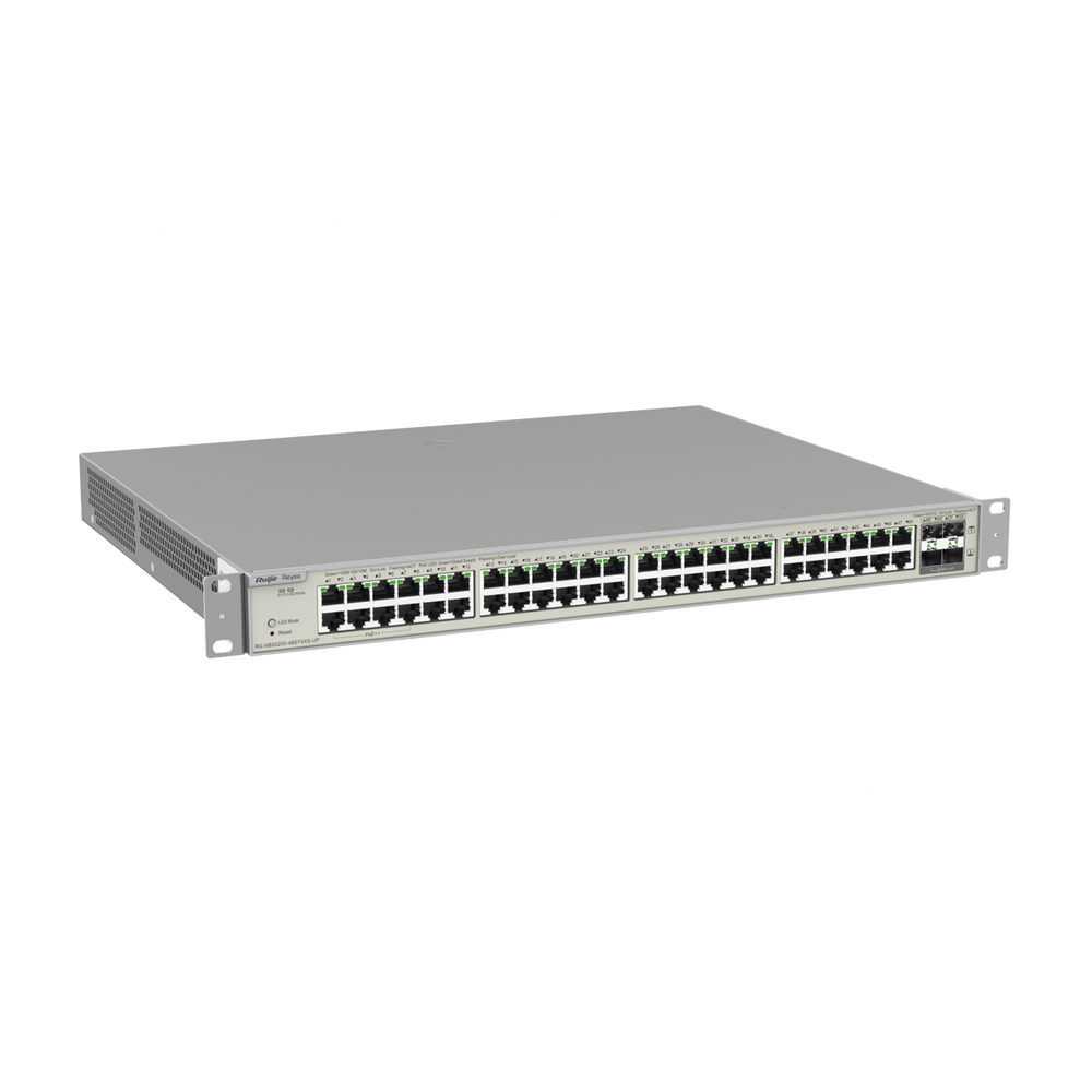 Switch Administrable Capa 3 con 48 puertos Gigabit PoE 802.3af/at + 4 SFP+ para fibra 10Gb, gestión gratuita desde la nube, 740W