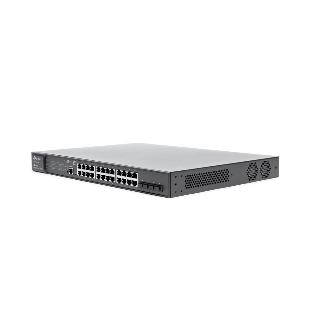 Switch JetStream PoE+ administrable Capa 2, 24 puertos 10/100/1000 Mbps + 4 puertos SFP 384 W