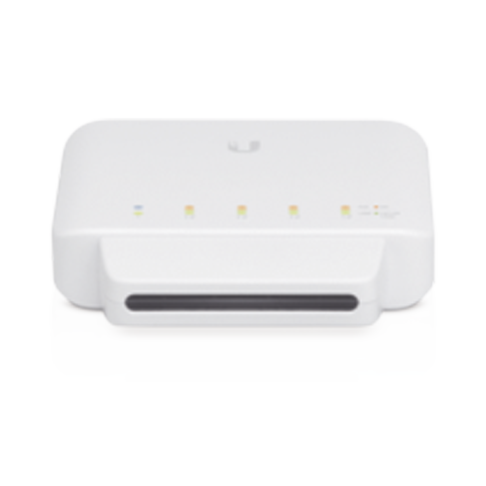 Switch UniFi FLEX de 5 puertos para semi-exterior IP55 (1 x PoE de entrada 802.3af/at/bt y 4 puertos PoE de salida 802.3af)