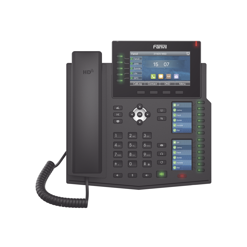 Teléfono IP Empresarial con Estándares Europeos, 20 lineas SIP con pantalla LCD a color, 60 teclas DSS/BLF, puertos Gigabit, IPv6, Opus , PoE/DC