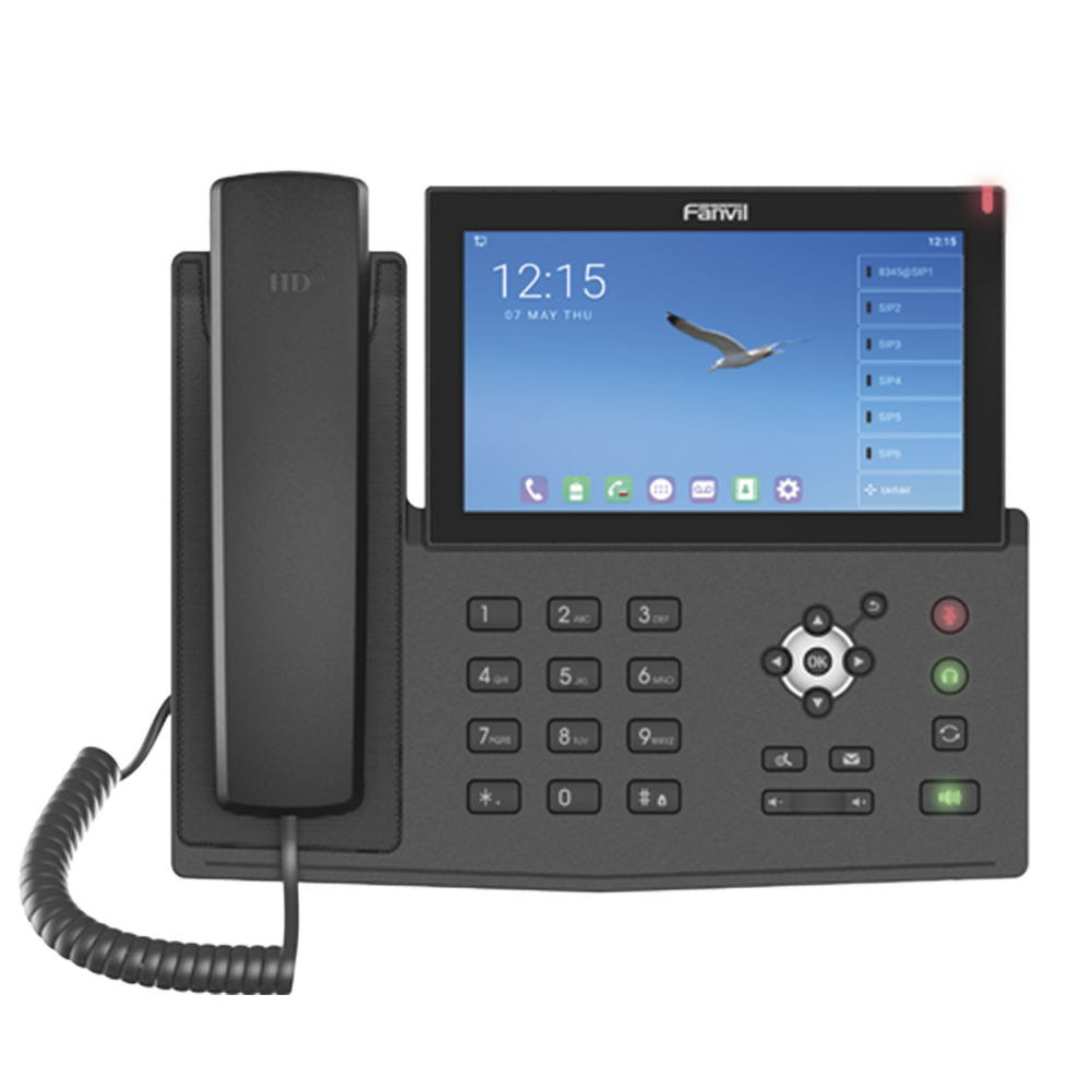 Teléfono IP  Android Empresarial para 20 lineas SIP, pantalla táctil, Wi-Fi y Bluetooth, PoE, hasta 112 botones DSS, puertos Gigabit, soporta recepción de video.