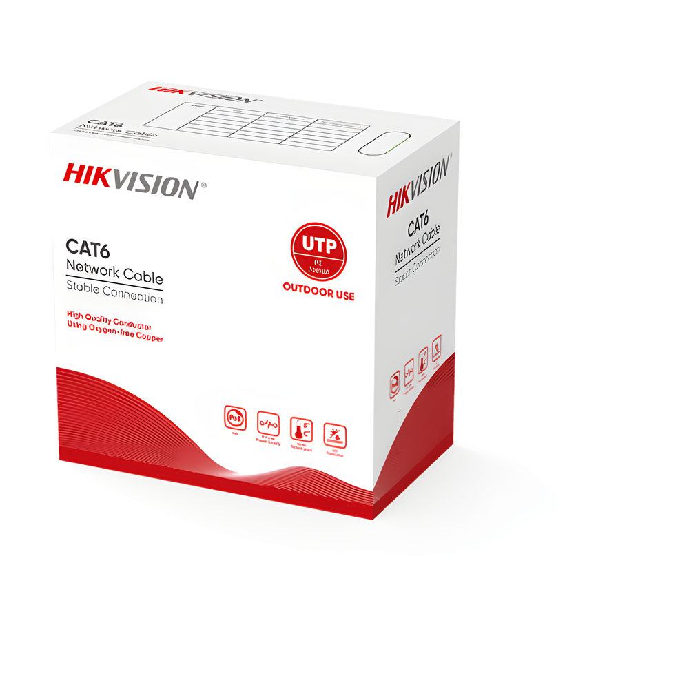 Bobina de Cable UTP 305 Metros (1000 Pies) / Cat 6 (24 AWG) / Color Negro / Uso en Exterior / 100% Cobre / Aplicaciones de CCTV y Redes de Datos