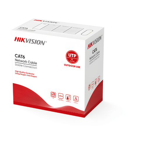 Bobina de Cable UTP 305 Metros (1000 Pies) / Cat 6 (24 AWG) / Color Negro / Uso en Exterior / 100% Cobre / Aplicaciones de CCTV y Redes de Datos