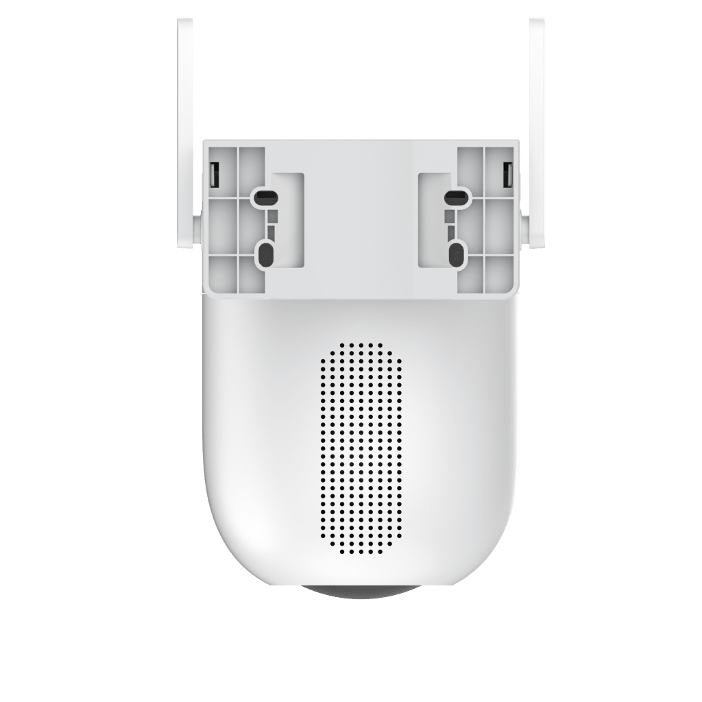 Cámara IP WiFi 6 (2.4 GHz y 5 GHz) PT Dual-Lente  / 2K (3mp + 3mp) / Visión Nocturna Color Hasta 40m / Detección IA Humano-Vehículo / Seguimiento Automático / Defensa Activa con Sirena y Luz Estroboscópica