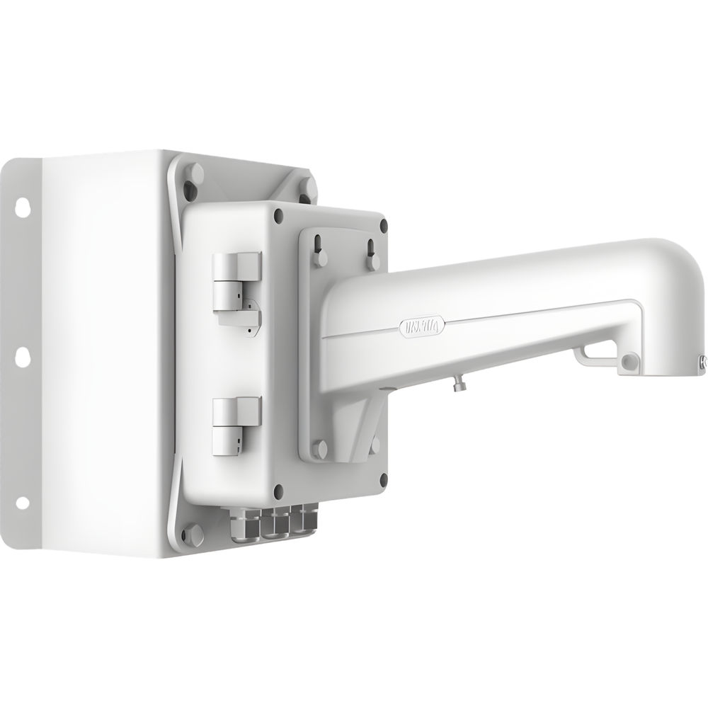 Montaje de Esquina con Caja de Conexión para Domos PTZ epcom y HIKVISION / Fabricado con Aleación de Aluminio y Acero