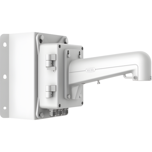 Montaje de Esquina con Caja de Conexión para Domos PTZ epcom y HIKVISION / Fabricado con Aleación de Aluminio y Acero