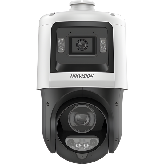 [TandemVu] Domo PTZ IP 4 Megapixel + Cámara Fija 4 Megapixel / 15X Zoom / 100 mts IR + 30 mts Luz Blanca / IP67 / ACUSENSE / PoE+ / 2 Micrófonos Integrados y Bocina / Alerta Audible y Luz Estroboscopica / Alarmas I/O / DARKFIGHTER / Micro SD