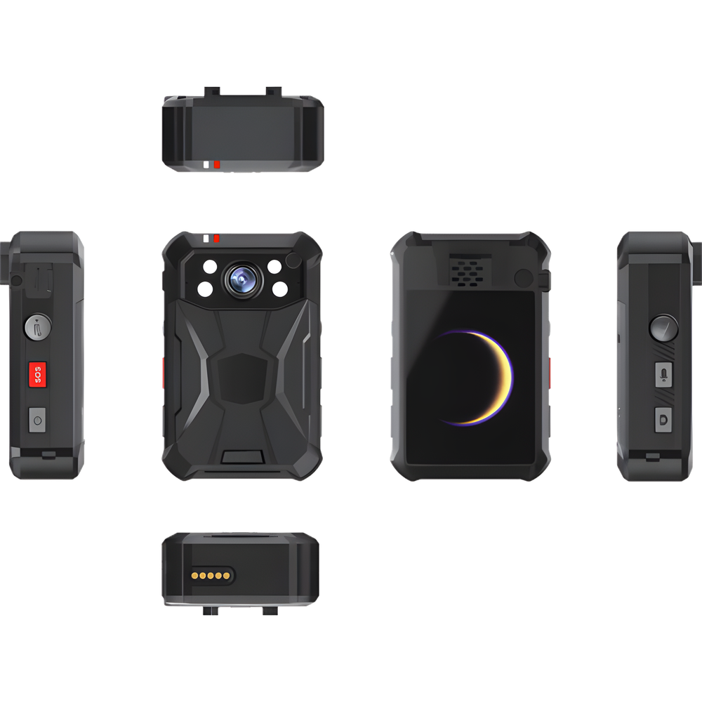 Body Camera Portátil / Grabación 2K a 30 fps / 40 MP Fotos / IP68 MIL-STD-810G / 4G WiFi GPS / 64 GB / Pantalla 2.4" LCD / PTT y SOS