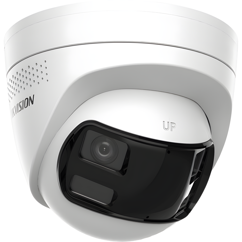 [PROTECCIÓN ACTIVA] Turret IP 6Megapixel / 2 Lentes de 2.8 mm (Imagen Panorámica 180°) / 30 mts IR / Exterior IP67 / Luz Intermitente y Alerta de Audio / Audio Bidireccional / ACUSENSE / WDR 120 dB / Micro SD