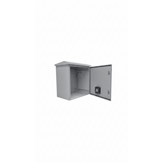 Kit Gabinete Ventilado de Acero, Rack 19" 11U, IP55 Uso en Exterior (593 x 609 x 399 mm) con Placa Trasera Interior Metálica y Compuerta Inferior Atornillable. Incluye Ventilador, Ventilas, filtros, Terminal de Tierra Física.
