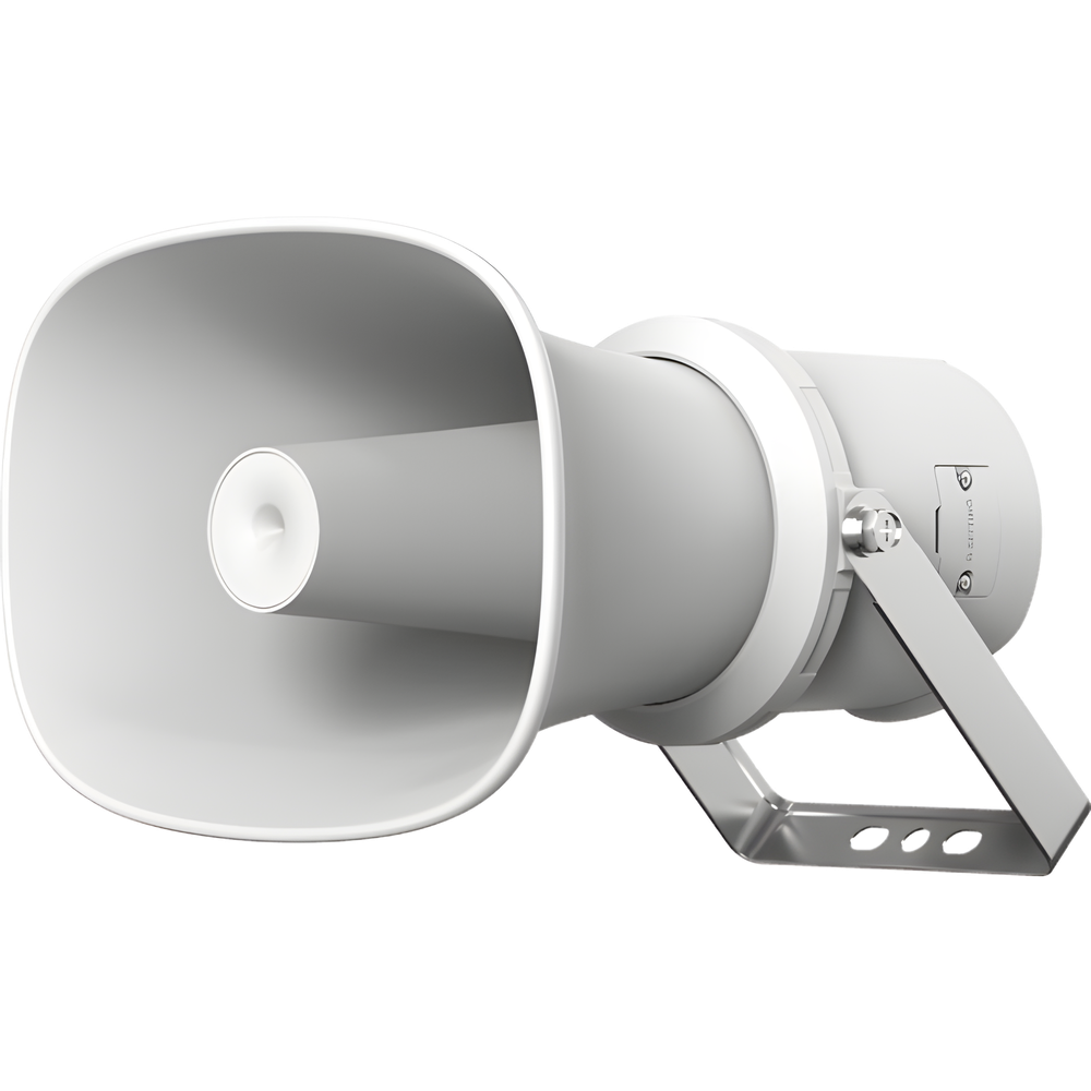 Bocina (Altavoz IP ) | Tipo Trompeta | 25 Watts | POE | Anti-corrosión | Metal | IK10 | Entrada de alarma | Voceo en tiempo real | Calendarización de audios | Síntesis de Voz (TTS)