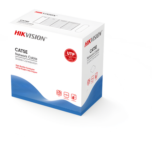 Bobina de Cable UTP 305 Metros (1000 Pies) / Cat5E (24 AWG) / Color Gris / PVC (CM) / Uso en Interior / 100% Cobre / Aplicaciones de CCTV y Redes de Datos