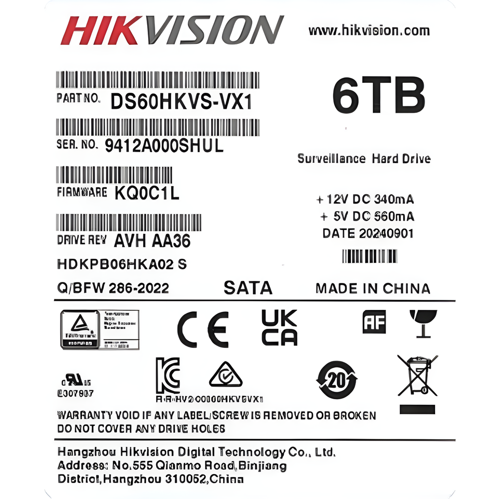 Disco Duro para Videovigilancia / 6 TB / SATA 6.0 Gb/s / 5400 RPM / 256 MB Buffer / Soporta 64 Cámaras HD / Operación 24/7 / 180 TB/Año / MTTF 1M Horas