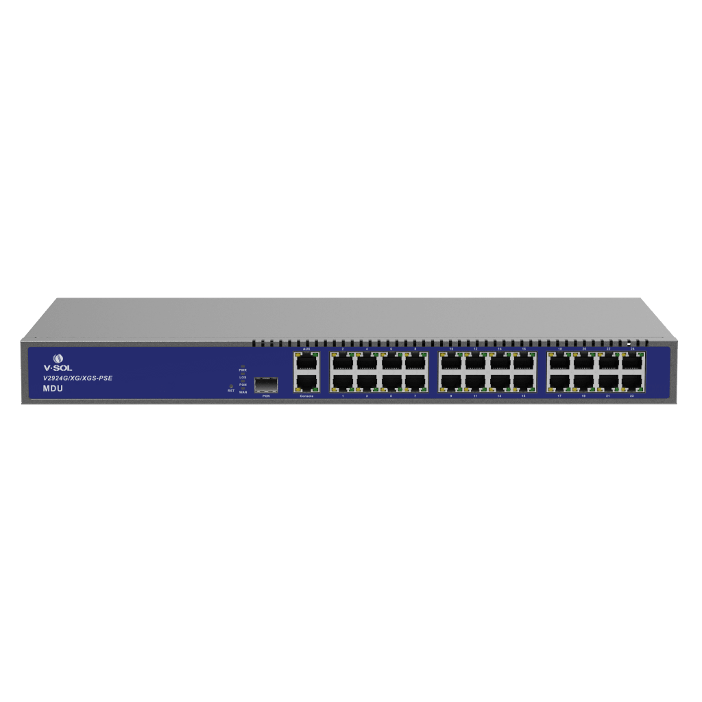 MDU Triple-mode PON (GPON/XGPON/XGSPON) / 24 Puertos PoE 802.3at Gigabit /  1 Puerto PON