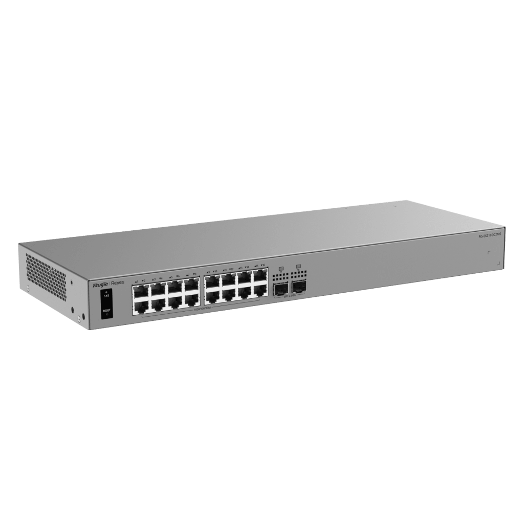 Switch Capa 2 Cloud-Managed / 24 Puertos Gigabit / 2 Puertos 2.5GE SFP / 58 Gbps / ERPS / Sin Ventilador / Gestión Cloud Ruijie / 3 Años Garantía