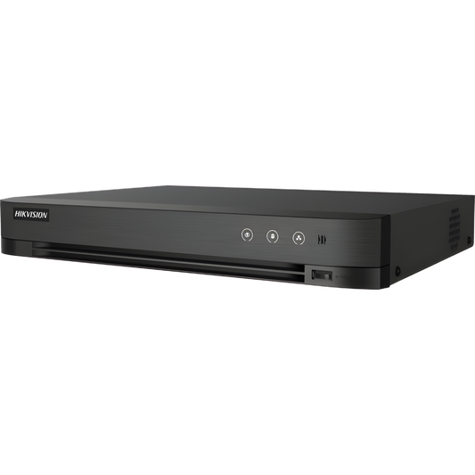 DVR 4 Canales TURBOHD + 4 Canales IP / 8 Megapixel (4K) / Audio de dos vías por Coaxitron / ACUSENSE / Reconocimiento Facial / 1 Bahía de Disco Duro / Salida de Video en 2K / H.265+