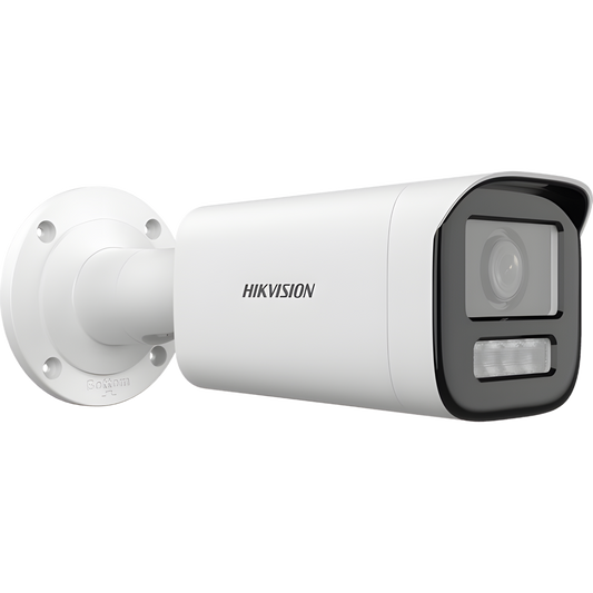 Bala IP 4 Megapíxel / Lente Motorizado 2.8 a 12 mm / Dual Light (50 mts IR + 50 mts Luz Blanca) / ACUSENSE Lite / Microfono Integrado / Exterior IP67 / WDR 120 dB / PoE  / Micro SD / Alarmas I/O