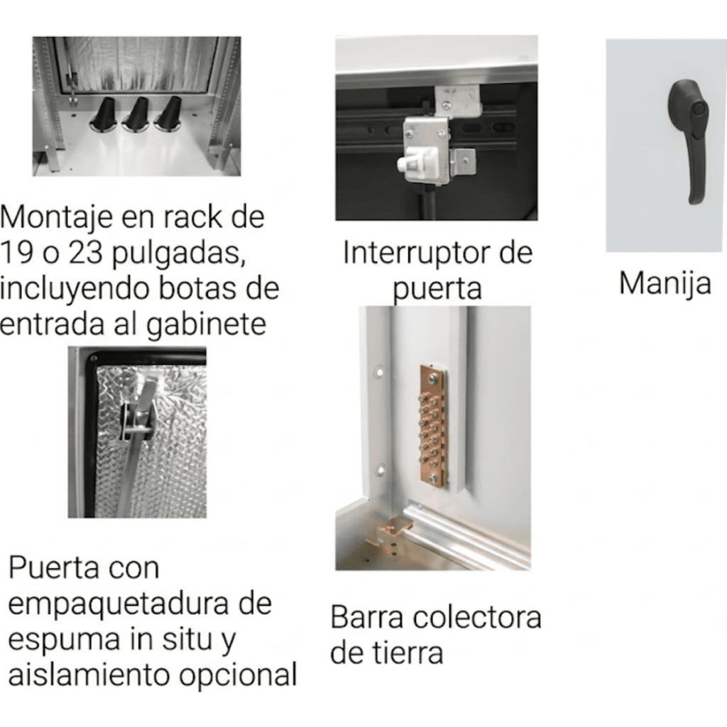 Gabinete para Exterior Tipo 4X Doble Puerta de 10 UR / Aluminio Soldado / 762 x 762 x 1118 mm / Exterior IP66 / Montaje Almohadilla / Aislamiento Térmico / Gris RAL 7035
