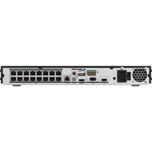 [AcuSeek] NVR 12 Megapixel (4K) / 32 canales IP / 16 Puertos PoE+ / Recocimiento Facial / AcuSense (Evita Falsas Alarmas) / 2 Bahías de Disco Duro / HDMI en 4K / Alarmas I/O / 300 Metros PoE Modo Extendido