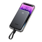 Power Bank 10000mAh con Cable Integrado 20W / Puerto USB-C PD3.0 PPS / Puerto USB-A SCP 22.5W / Batería Polímero Litio / Protecciones Múltiples / Indicador Digital / Material V-0