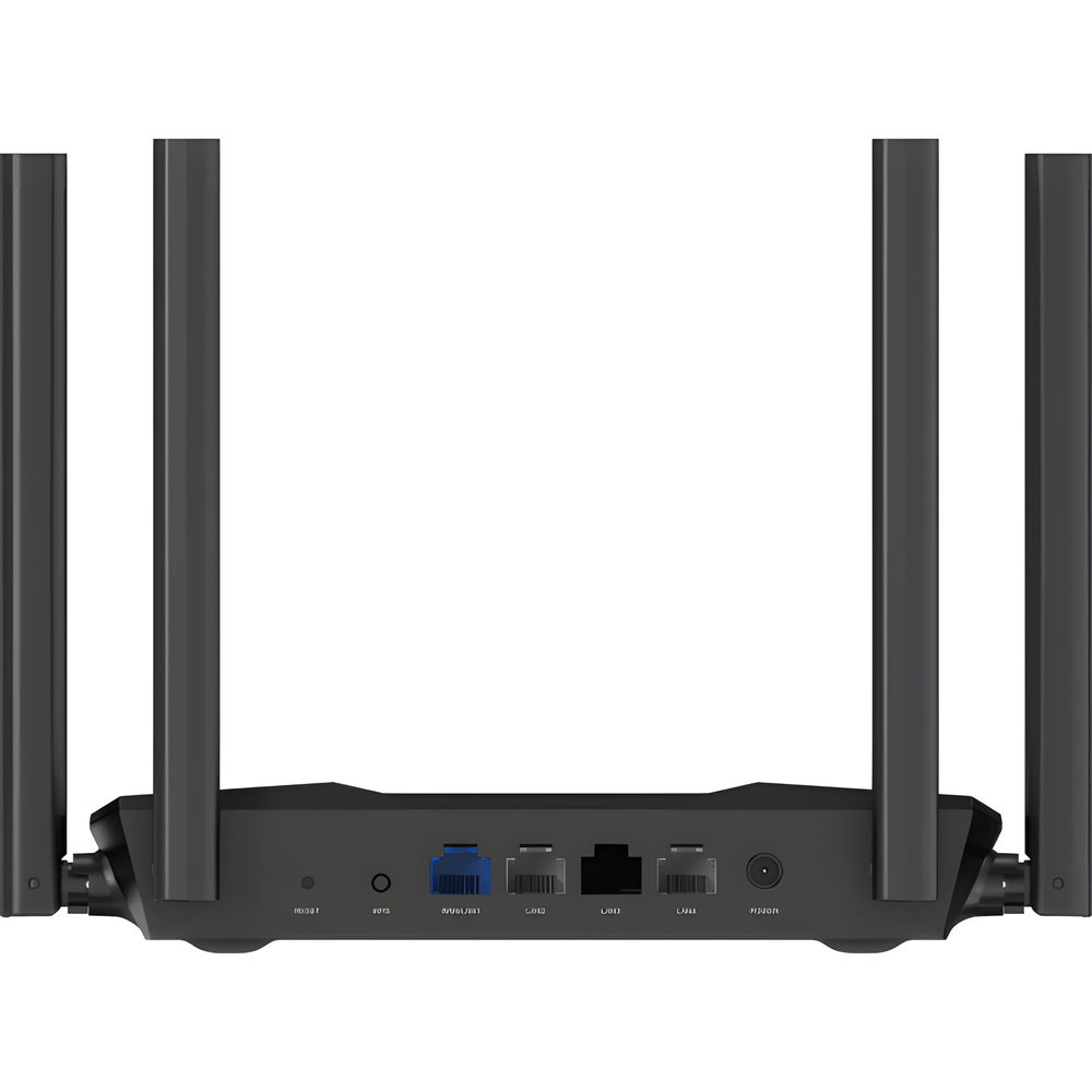 Router Inalámbrico WISP Gigabit / Hasta 1200 Mbps / Doble Banda AC (2.4 GHz y 5 GHz) / 3 Puertos LAN 10/100/1000 Mbps + 1 Puerto WAN 10/100/1000 Mbps /  4 Antenas Externas Omnidireccional de 5 dBi / Interior