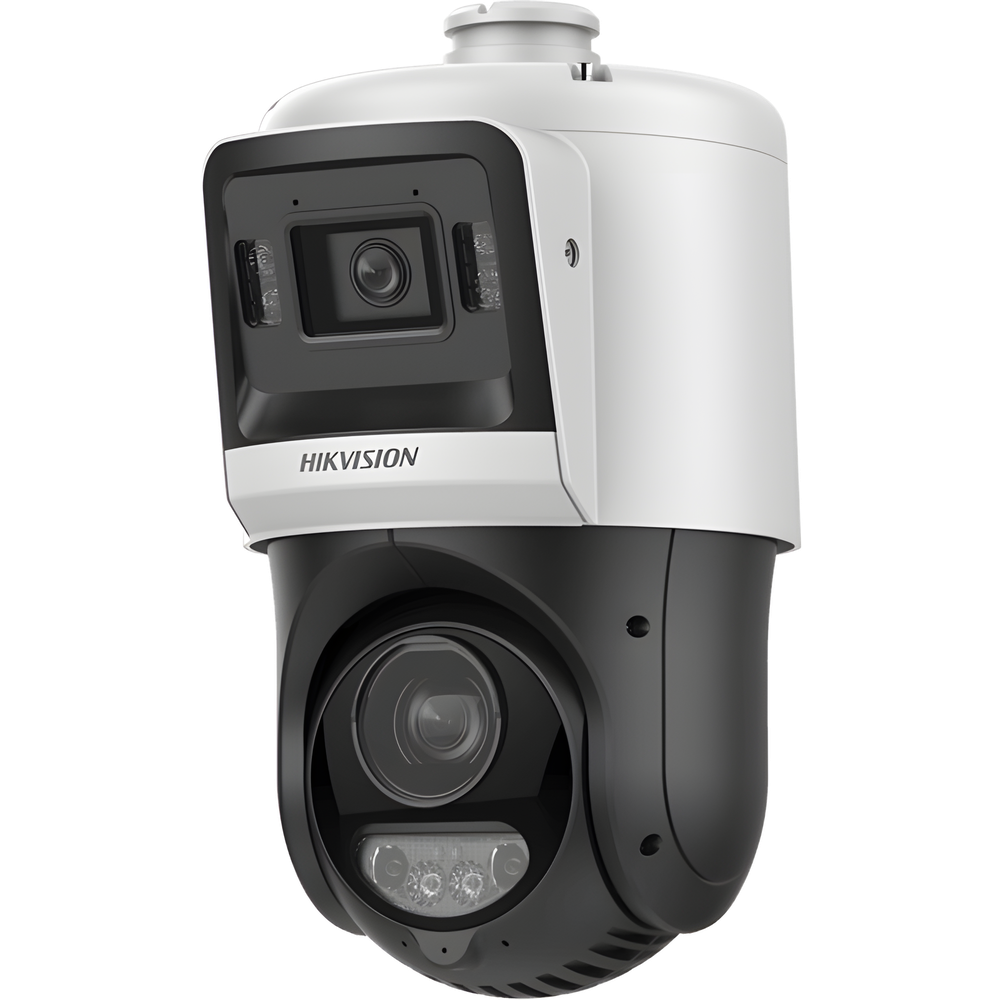 [TandemVu] Domo PTZ IP 4 Megapixel + Cámara Fija 4 Megapixel / 15X Zoom / 100 mts IR + 30 mts Luz Blanca / IP67 / ACUSENSE / PoE+ / 2 Micrófonos Integrados y Bocina / Alerta Audible y Luz Estroboscopica / Alarmas I/O / DARKFIGHTER / Micro SD