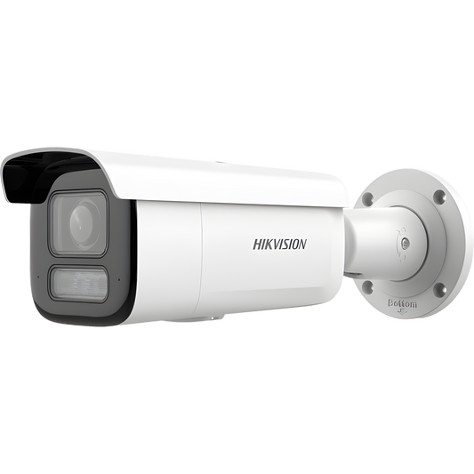 [Dual Light + 2 Micrófonos Integrados] Bala IP 4 Megapixel / Lente Mot. 2.8 a 12 mm / 60 mts Luz Blanca + 60 mts IR / ACUSENSE / Exterior IP67 / IK10 / WDR 120 dB / PoE+ / ONVIF / Alarmas I/O / Micro SD / Metal / ACUSEEK