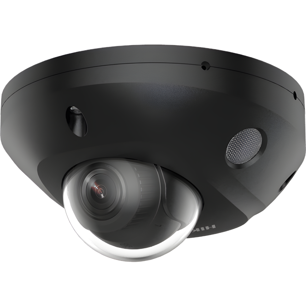 [Dual Light + 2 Micrófonos Integrados] Mini Domo IP 4 Megapixel / Color Negro / Lente 2.8 mm / 30 mts Luz Blanca + 30 mts IR / ACUSENSE / Exterior IP67 / IK08 /  WDR 120 dB / PoE / ONVIF / Alarmas I/O / Micro SD / ACUSEEK