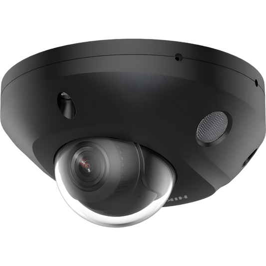 [Dual Light + 2 Micrófonos Integrados] Mini Domo IP 4 Megapixel / Color Negro / Lente 2.8 mm / 30 mts Luz Blanca + 30 mts IR / ACUSENSE / Exterior IP67 / IK08 /  WDR 120 dB / PoE / ONVIF / Alarmas I/O / Micro SD / ACUSEEK