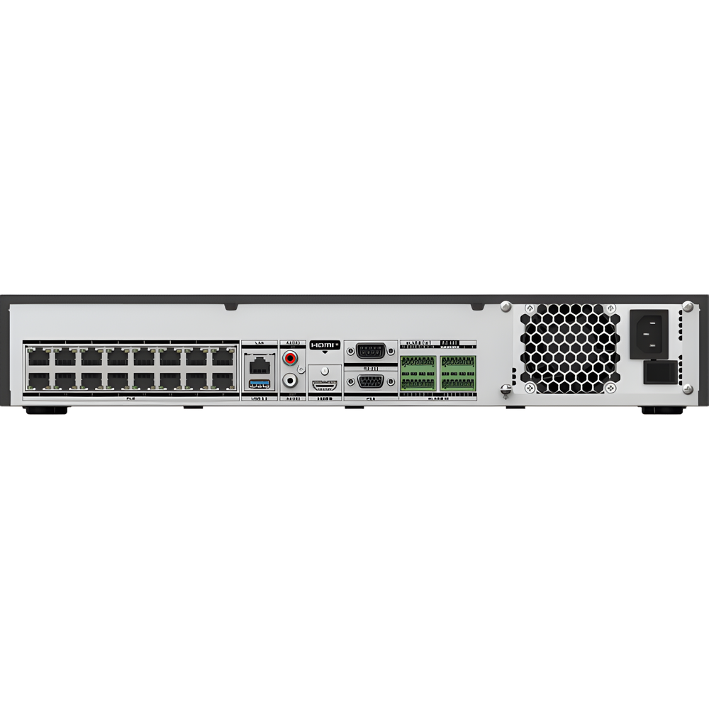 [Acusearch] NVR 12 Megapixel (4K) / 32 canales IP / 16 Puertos PoE+ / Reconocimiento Facial / AcuSense (Evita Falsas Alarmas) / 4 Bahías de Disco Duro / Switch PoE 300 mts / HDMI en 4K / Alarmas I/O