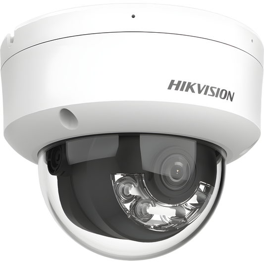 [Dual Light + 2 Micrófonos Integrados] Domo IP 4 Megapixel / Lente 2.8 mm / 30 mts Luz Blanca + 30 mts IR / ACUSENSE / Exterior IP67 / IK10 / WDR 120 dB / PoE / ONVIF / Micro SD / Metal / ACUSEEK