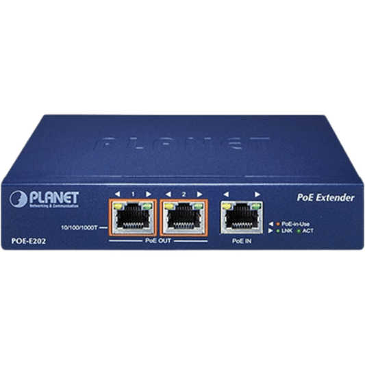 Extensor PoE Gigabit / 1 Puerto PoE+ a 2 Puertos 802.3af/at / Hasta 200 Metros / Metal / Plug and Play / Montaje en Pared