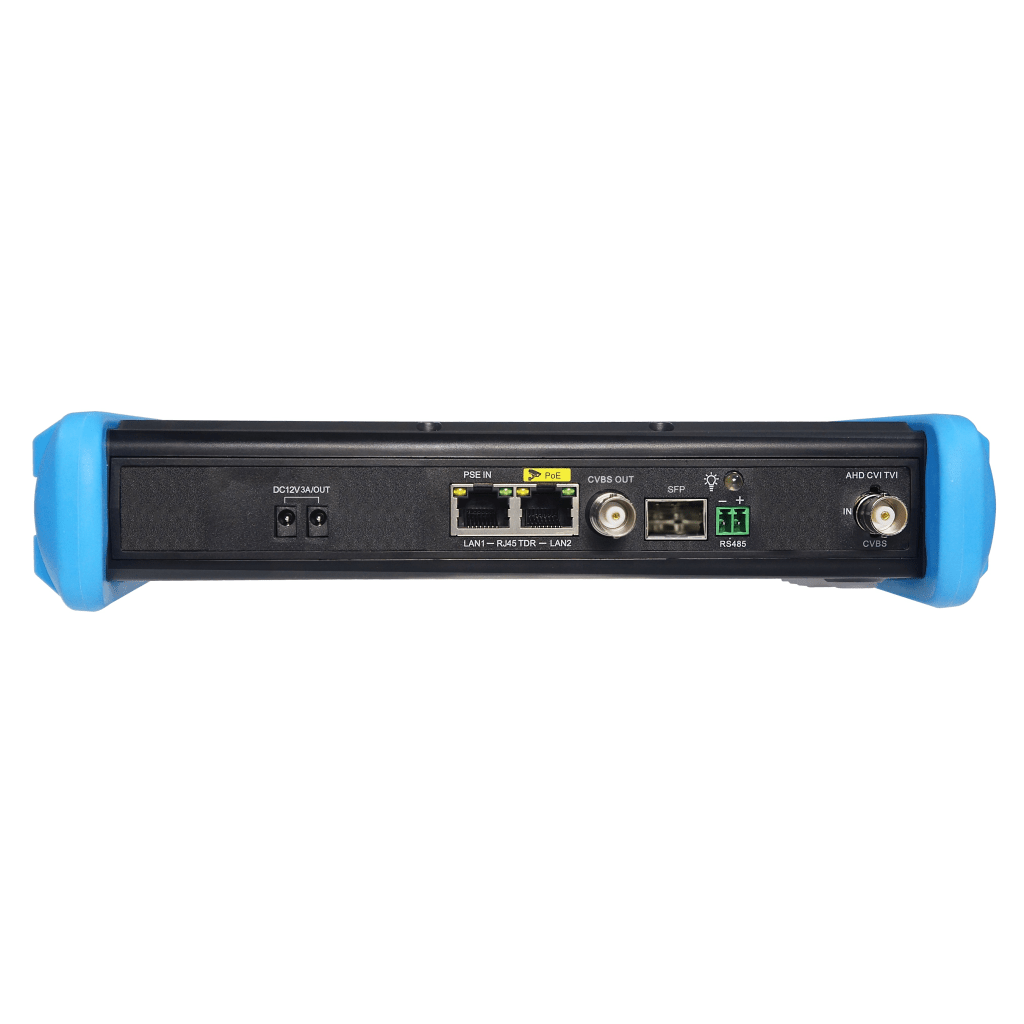 Tester de Video Profesional | Pantalla 7"|  Prueba IP/HD/Analógicas | TVI/CVI/AHD/CVBS | IP ONVIF | 4K/8K | H.264/H.265 | HDMI | PTZ | Scanner IP | TDR | Salidas 12V/24V/PoE | Activación Simultanea.