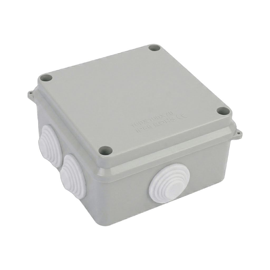Caja de Conexiones Impermeable IP65, 7 Entradas, Dimensiones 100 x 100 x 70 mm, para Instalaciones Industriales, Comerciales y Residenciales, Incluye Tornillería para su Instalación