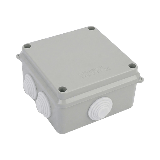 Caja de Conexiones Impermeable IP65, 7 Entradas, Dimensiones 100 x 100 x 70 mm, para Instalaciones Industriales, Comerciales y Residenciales, Incluye Tornillería para su Instalación